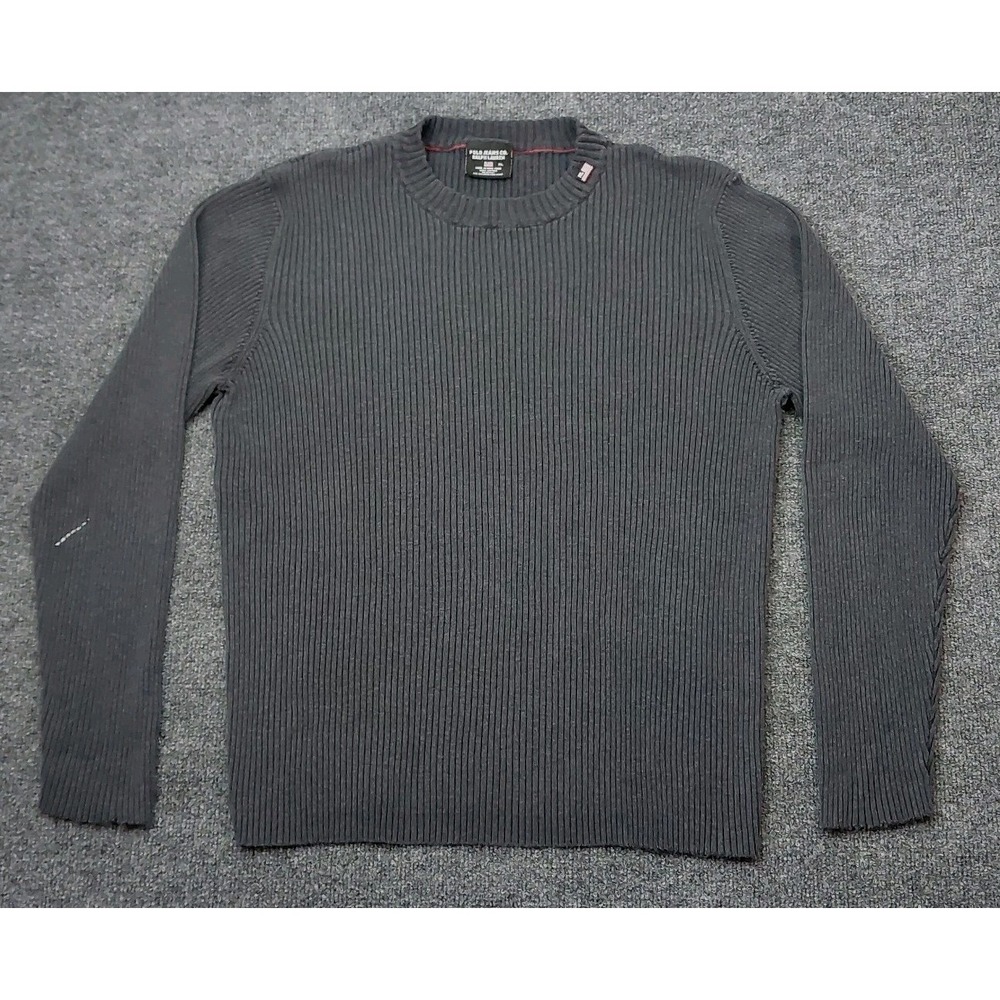 Polo Jeans Co Ralph Lauren Ribbed Cotton Sweater Crew Neck Navy Blue XL Distress